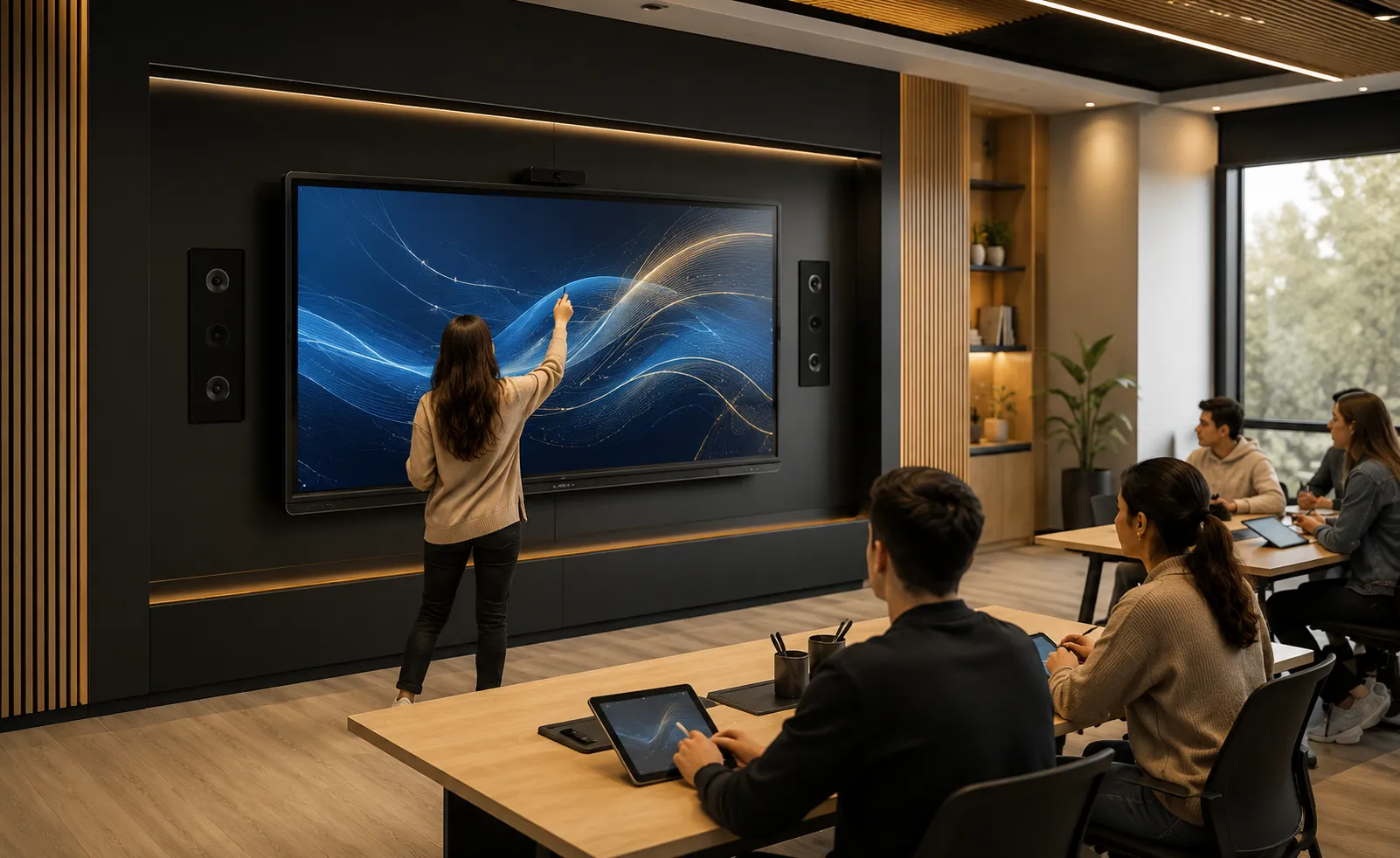 Aula interactiva con audio, video y pantalla inteligente Sharp NEC