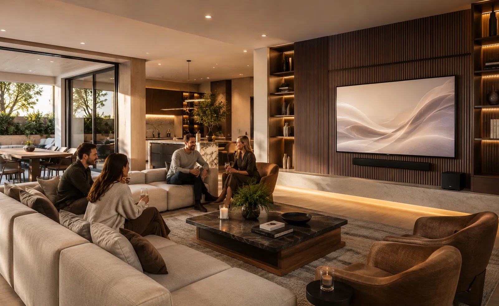 Área social residencial con family room premium DG Audiosound