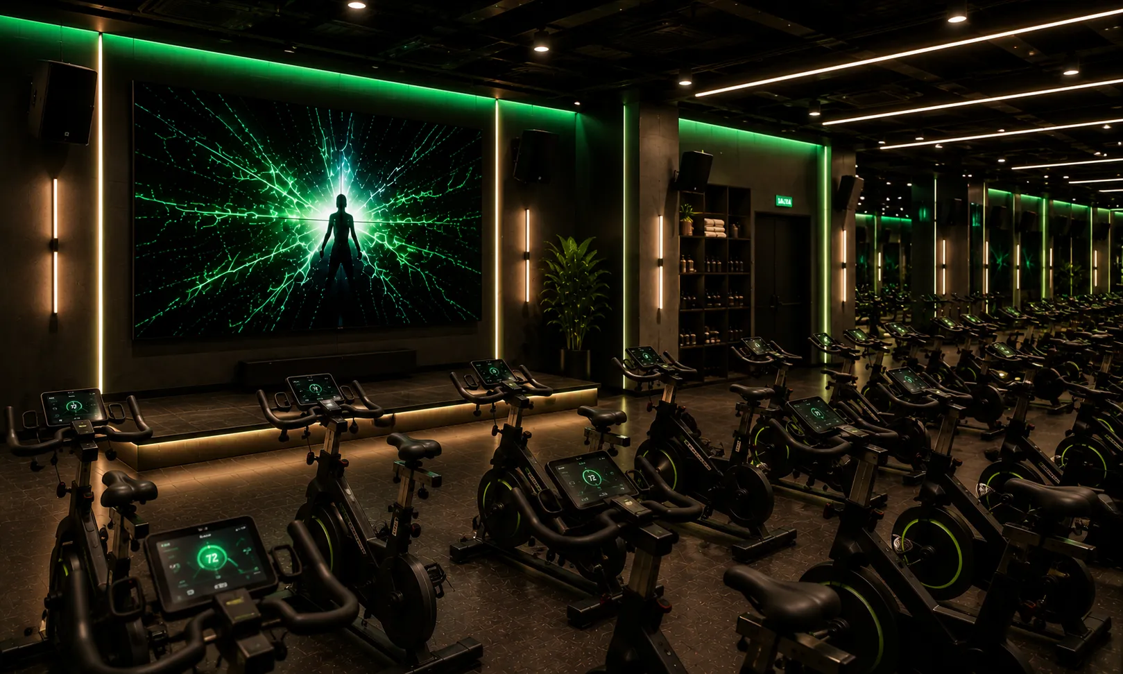 Audio y pantallas para área de cardio en gimnasio