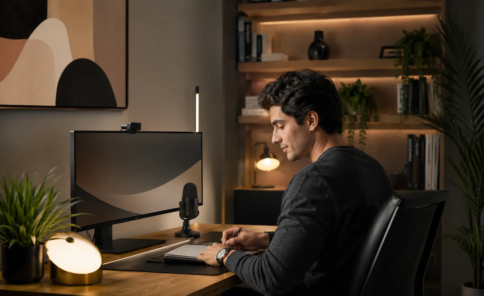 Estudio de home office con cámara micrófono e iluminación DG Audiosound