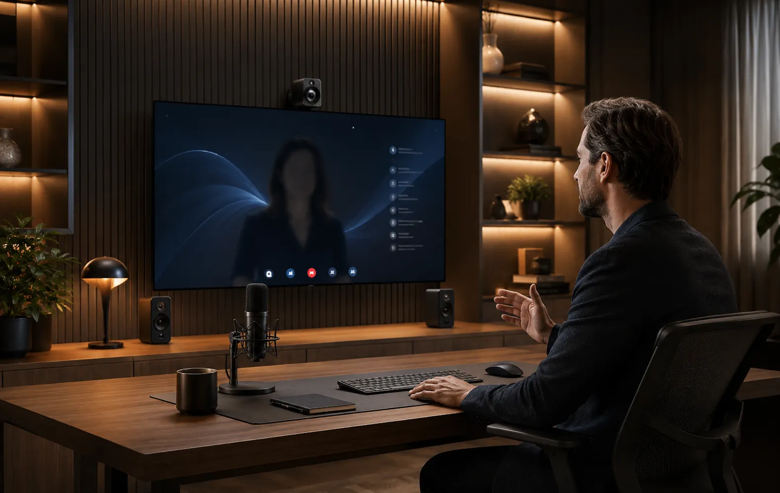 Videollamadas profesionales desde home office con cámara micrófono iluminación y pantalla DG Audiosound