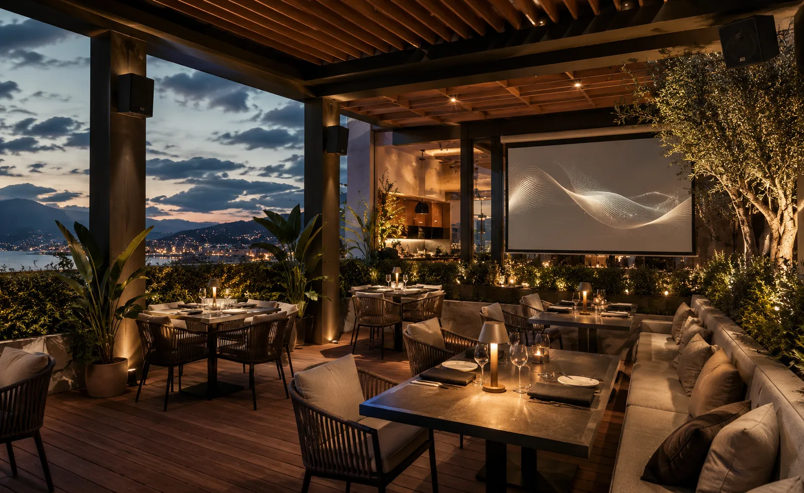Audio por zonas para terraza de restaurante
