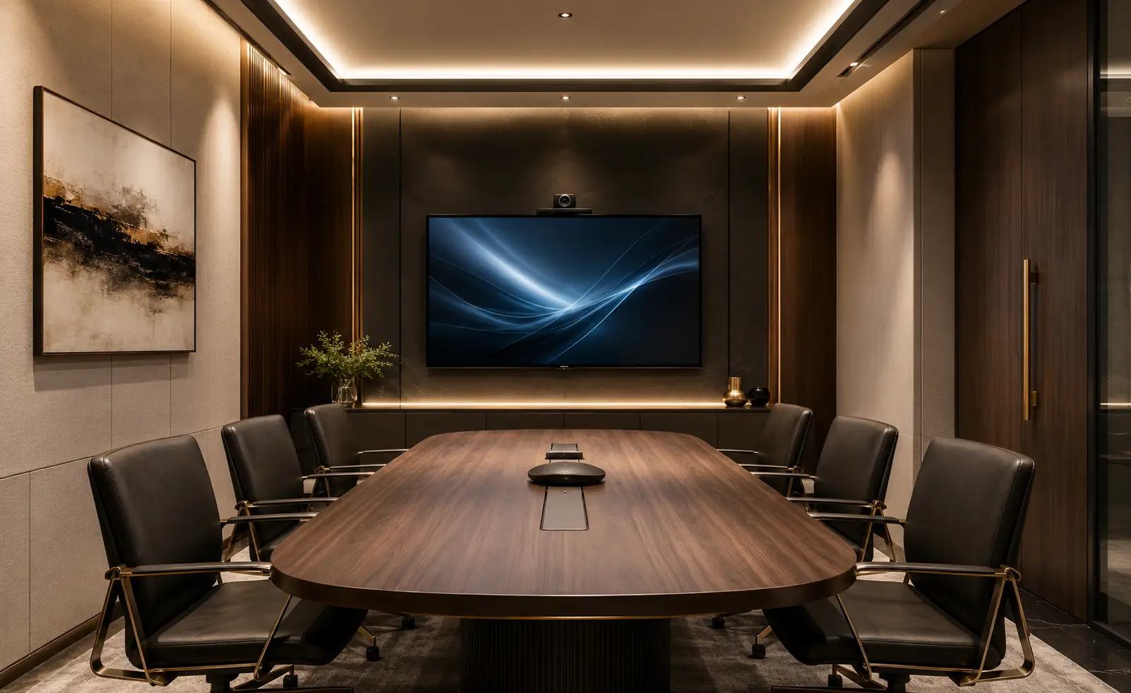 Sala de juntas ejecutiva con audio y video profesional