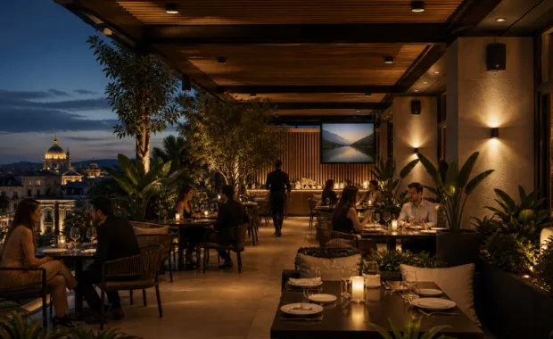 Audio y video para terraza de restaurante DG Audiosound